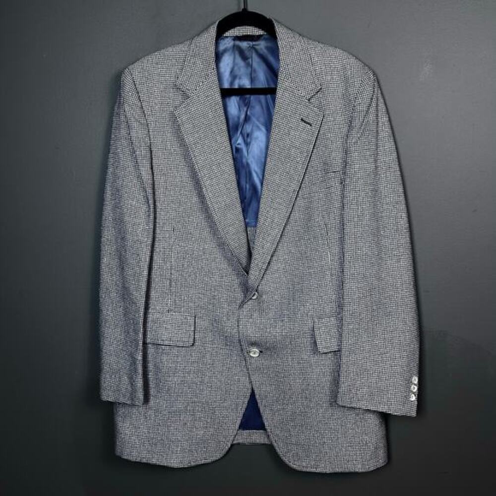 Mavest Sportswear Mens Blazer‎ Sport Coat 40L Plaid Blue Linen VTG Classic